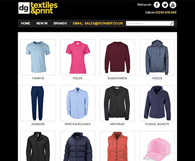 DG Textiles and Print Custom Website Example Homepage