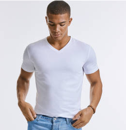 View Russell Mens Pure Organic V-Neck Tee