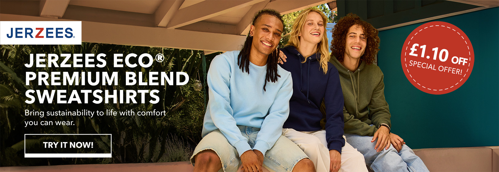 Jerzees Sweatshirts £1.10 OFF